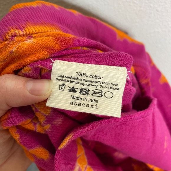 Abacaxi Tie Dye Jogger Pants Women's Size S‎ Pink Orange Cotton Harem Boho - Picture 4 of 5